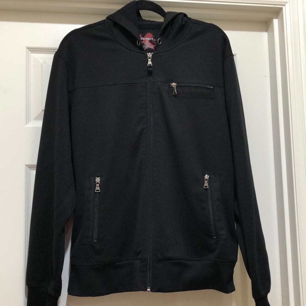 Express Hooded Black Jacket Size L